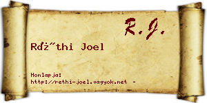 Réthi Joel névjegykártya
